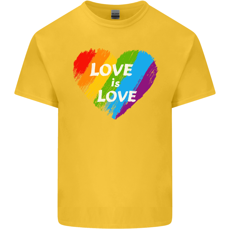 LGBT Love Is Love Gay Pride Day Awareness Mens Cotton T-Shirt Tee Top Yellow