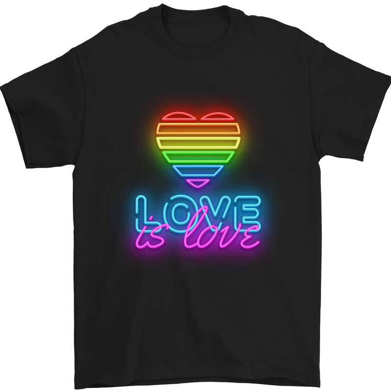 LGBT Love Is Love Gay Pride Day Awareness Mens T-Shirt Cotton Gildan Black