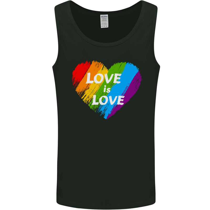 LGBT Love Is Love Gay Pride Day Awareness Mens Vest Tank Top Black