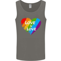 LGBT Love Is Love Gay Pride Day Awareness Mens Vest Tank Top Charcoal
