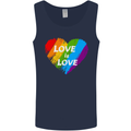 LGBT Love Is Love Gay Pride Day Awareness Mens Vest Tank Top Navy Blue