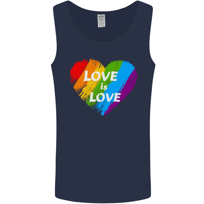 LGBT Love Is Love Gay Pride Day Awareness Mens Vest Tank Top Navy Blue