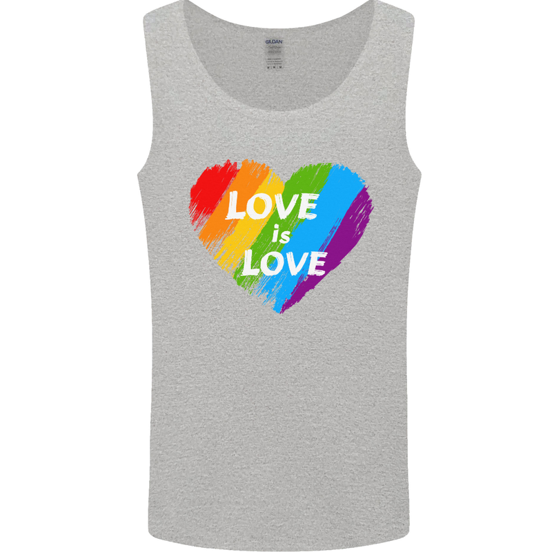 LGBT Love Is Love Gay Pride Day Awareness Mens Vest Tank Top Sports Grey