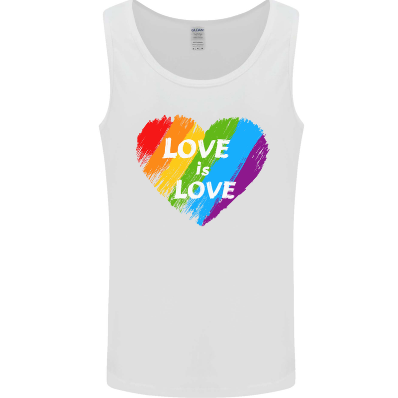 LGBT Love Is Love Gay Pride Day Awareness Mens Vest Tank Top White