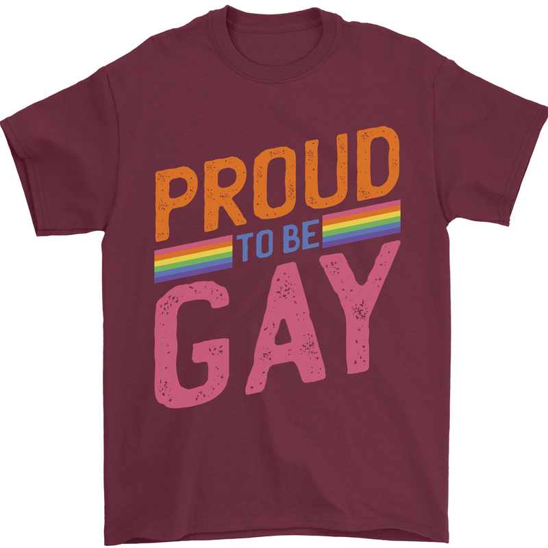 LGBT Pride Awareness Proud To Be Gay Mens T-Shirt 100% Cotton Maroon