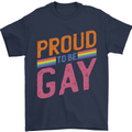 LGBT Pride Awareness Proud To Be Gay Mens T-Shirt 100% Cotton Navy Blue