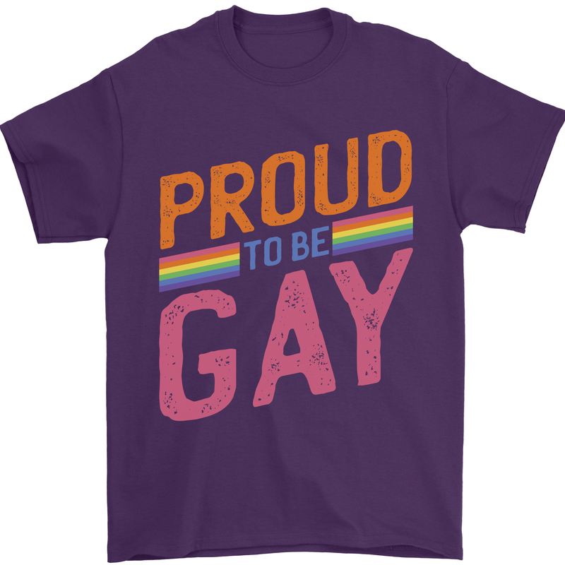LGBT Pride Awareness Proud To Be Gay Mens T-Shirt 100% Cotton Purple