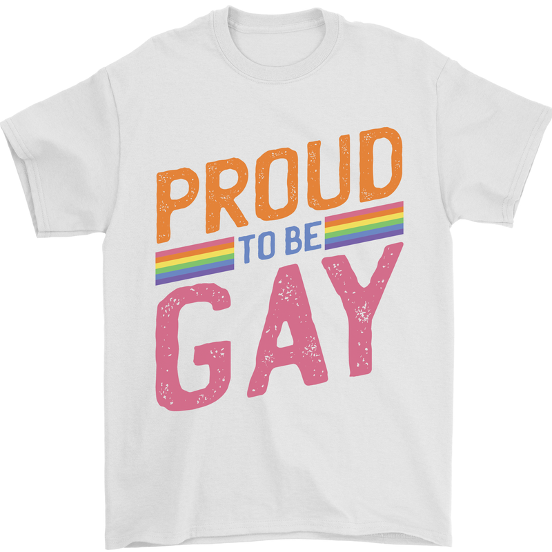 LGBT Pride Awareness Proud To Be Gay Mens T-Shirt 100% Cotton White