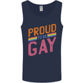 LGBT Pride Awareness Proud To Be Gay Mens Vest Tank Top Navy Blue
