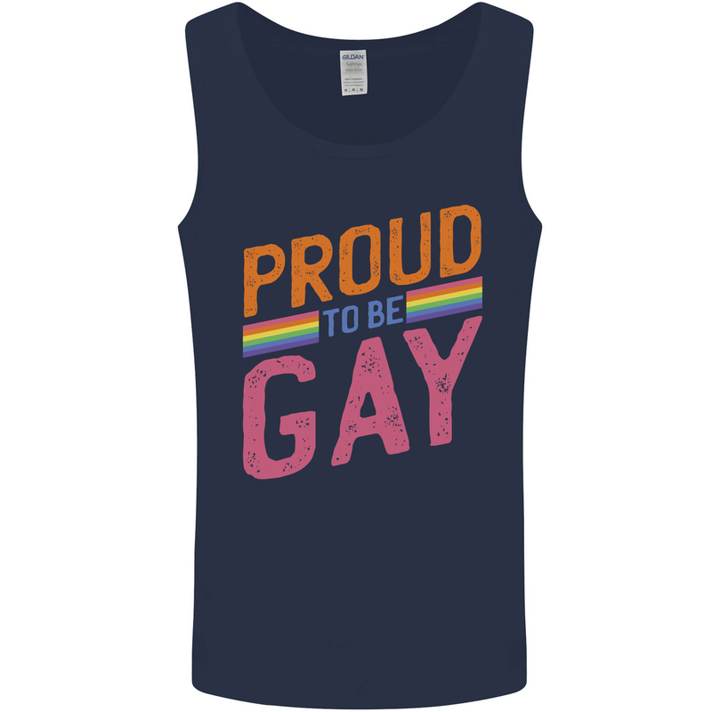 LGBT Pride Awareness Proud To Be Gay Mens Vest Tank Top Navy Blue