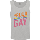 LGBT Pride Awareness Proud To Be Gay Mens Vest Tank Top Sports Grey