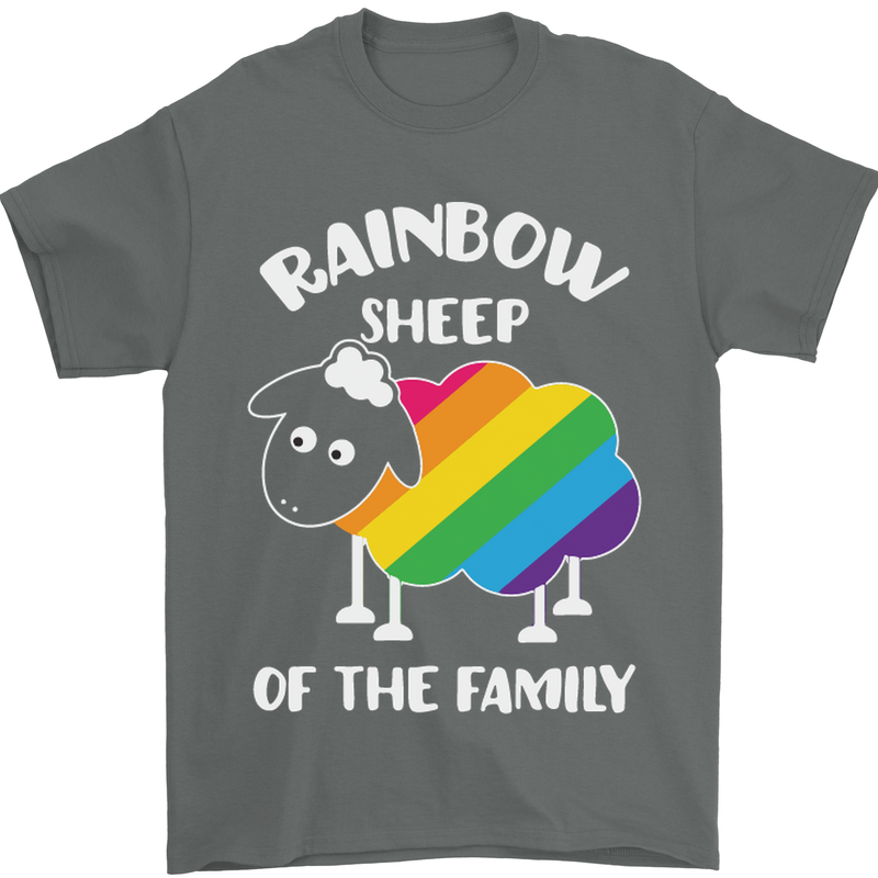 LGBT Rainbow Sheep Funny Gay Pride Day Mens T-Shirt Cotton Gildan Charcoal