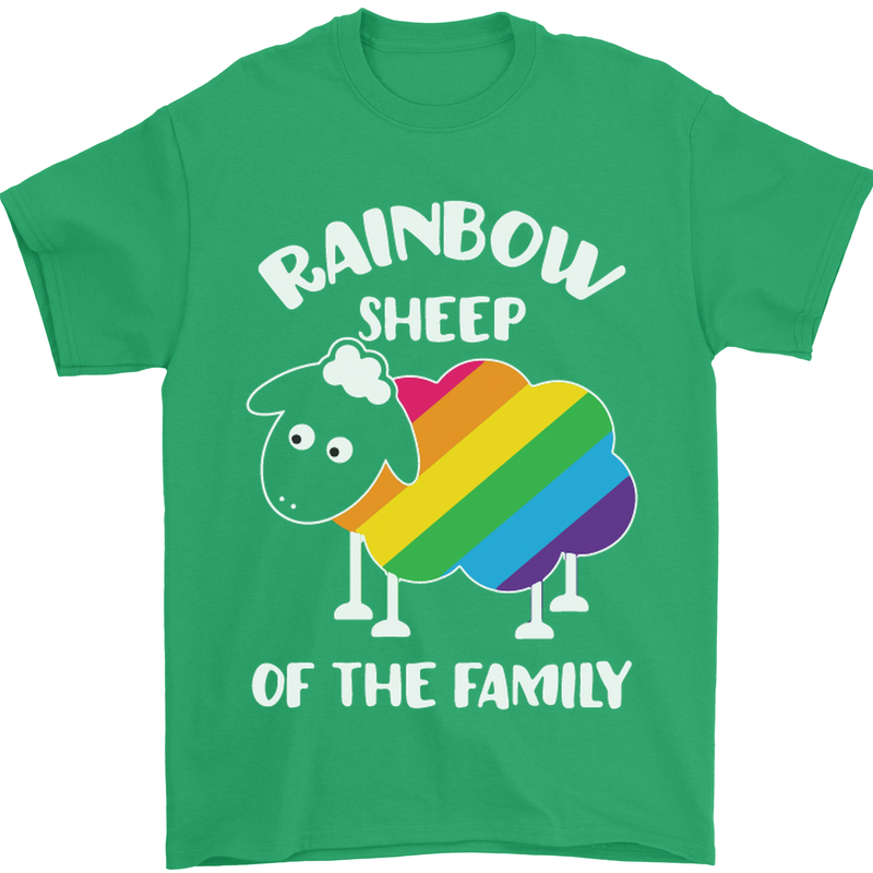 LGBT Rainbow Sheep Funny Gay Pride Day Mens T-Shirt Cotton Gildan Irish Green