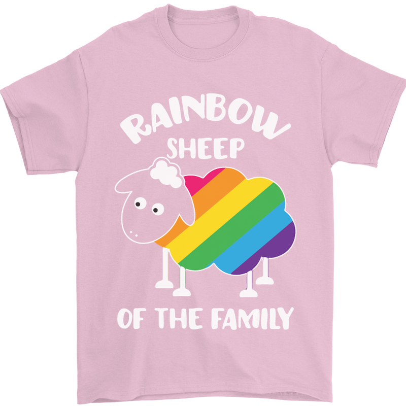 LGBT Rainbow Sheep Funny Gay Pride Day Mens T-Shirt Cotton Gildan Light Pink