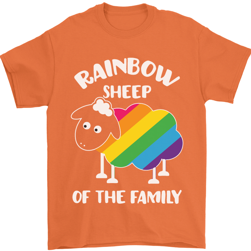 LGBT Rainbow Sheep Funny Gay Pride Day Mens T-Shirt Cotton Gildan Orange
