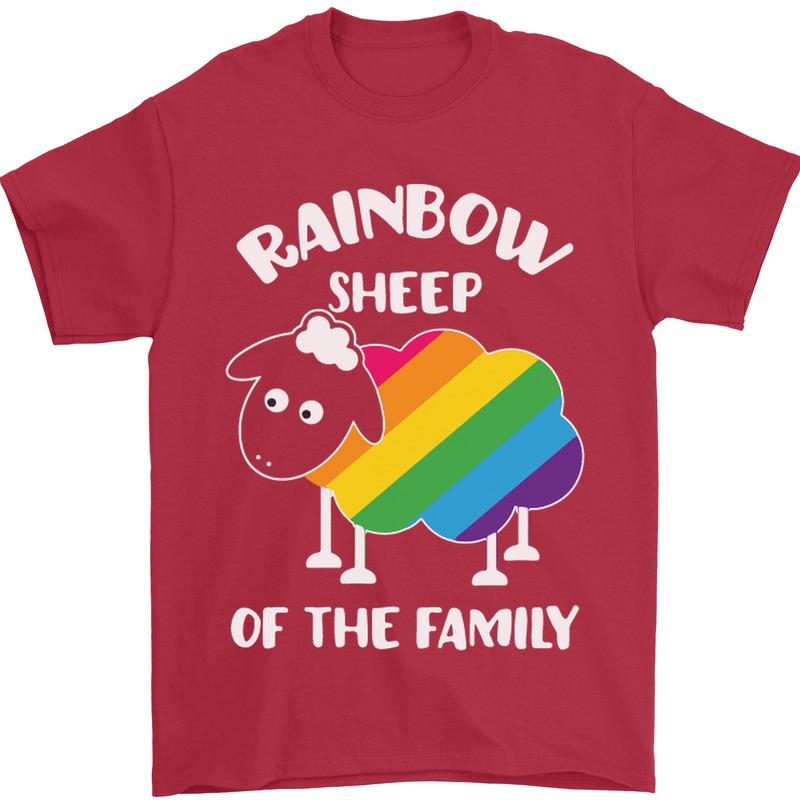 LGBT Rainbow Sheep Funny Gay Pride Day Mens T-Shirt Cotton Gildan Red