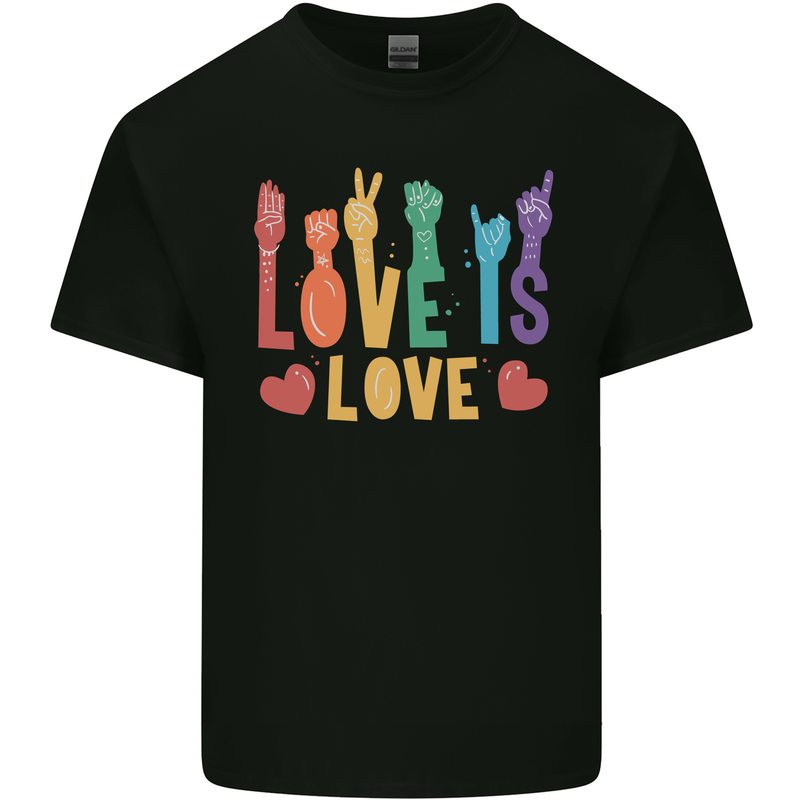 LGBT Sign Language Love Is Gay Pride Day Kids T-Shirt Childrens Black