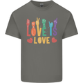 LGBT Sign Language Love Is Gay Pride Day Kids T-Shirt Childrens Charcoal