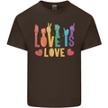 LGBT Sign Language Love Is Gay Pride Day Kids T-Shirt Childrens Chocolate