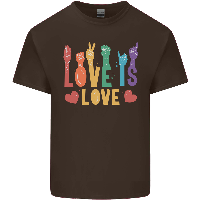 LGBT Sign Language Love Is Gay Pride Day Kids T-Shirt Childrens Chocolate