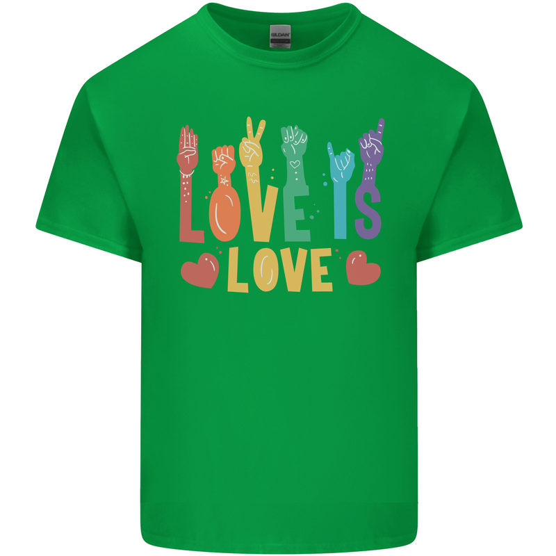 LGBT Sign Language Love Is Gay Pride Day Kids T-Shirt Childrens Irish Green