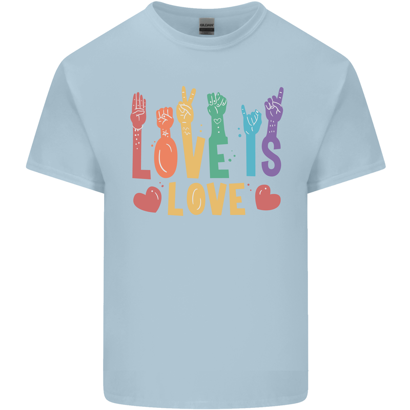 LGBT Sign Language Love Is Gay Pride Day Kids T-Shirt Childrens Light Blue