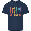 LGBT Sign Language Love Is Gay Pride Day Kids T-Shirt Childrens Navy Blue
