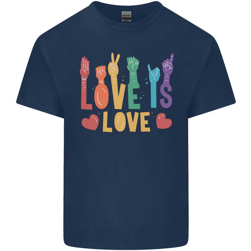 LGBT Sign Language Love Is Gay Pride Day Kids T-Shirt Childrens Navy Blue
