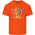LGBT Sign Language Love Is Gay Pride Day Kids T-Shirt Childrens Orange