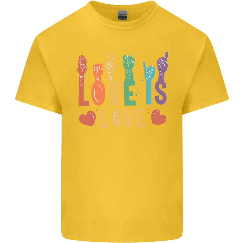 LGBT Sign Language Love Is Gay Pride Day Kids T-Shirt Childrens Yellow