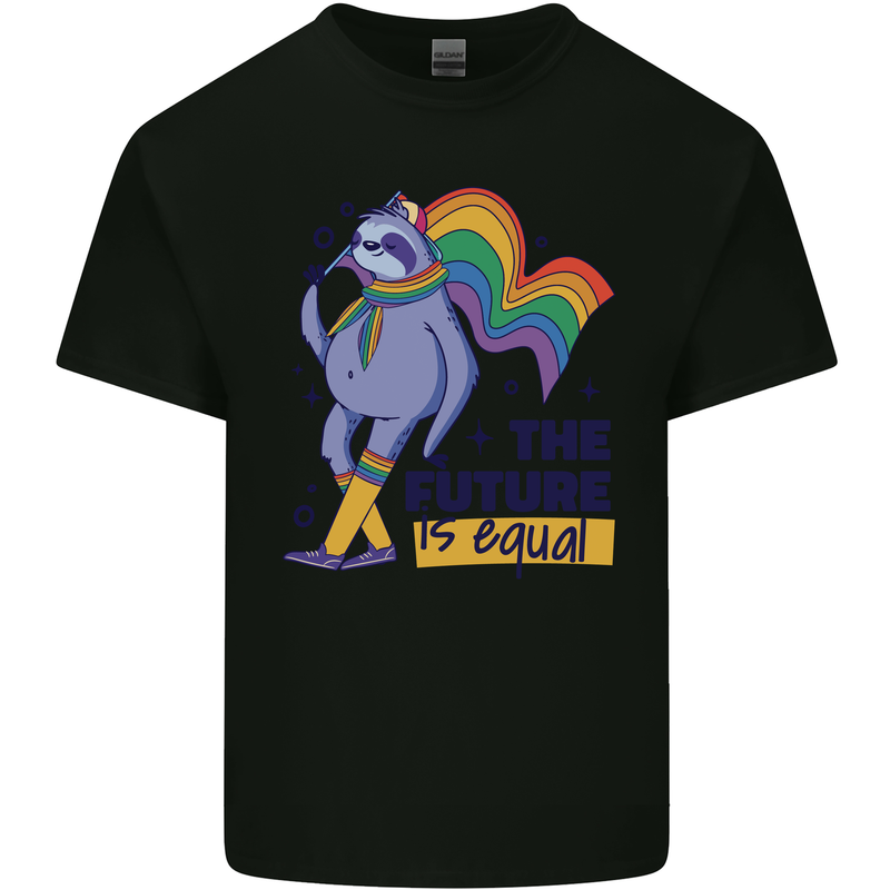 LGBT Sloth The Future Is Equal Gay Pride Mens Cotton T-Shirt Tee Top Black