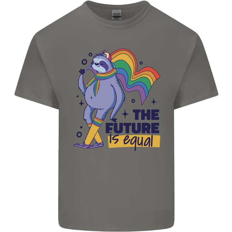 LGBT Sloth The Future Is Equal Gay Pride Mens Cotton T-Shirt Tee Top Charcoal