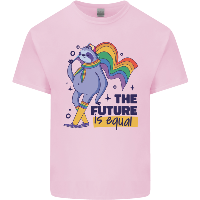LGBT Sloth The Future Is Equal Gay Pride Mens Cotton T-Shirt Tee Top Light Pink