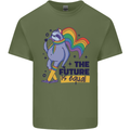 LGBT Sloth The Future Is Equal Gay Pride Mens Cotton T-Shirt Tee Top Military Green