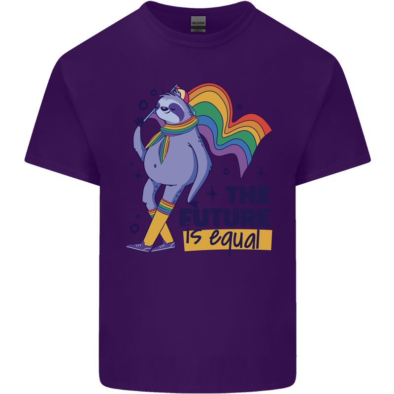 LGBT Sloth The Future Is Equal Gay Pride Mens Cotton T-Shirt Tee Top Purple
