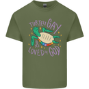 LGBT Turtle Loved By God Gay Pride Mens Cotton T-Shirt Tee Top Military Green