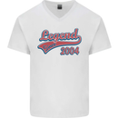 Legend Since 19th Birthday 2004 Mens V-Neck Cotton T-Shirt White