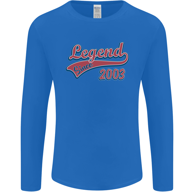 Legend Since 20th Birthday 2003 Mens Long Sleeve T-Shirt Royal Blue