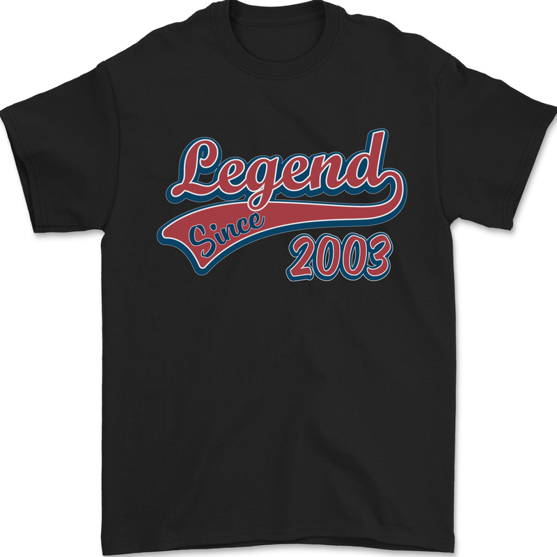 Legend Since 20th Birthday 2003 Mens T-Shirt 100% Cotton Black
