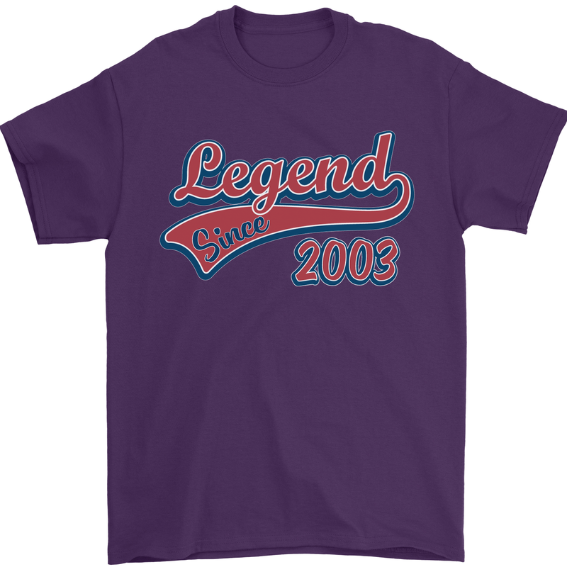Legend Since 20th Birthday 2003 Mens T-Shirt 100% Cotton Purple