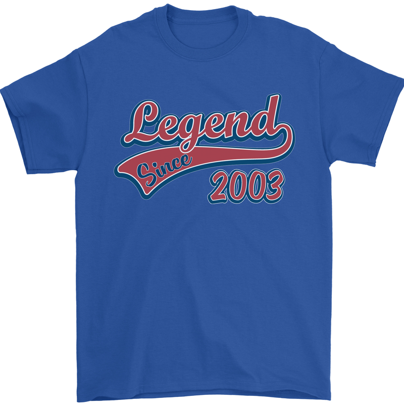 Legend Since 20th Birthday 2003 Mens T-Shirt 100% Cotton Royal Blue