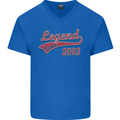 Legend Since 20th Birthday 2003 Mens V-Neck Cotton T-Shirt Royal Blue