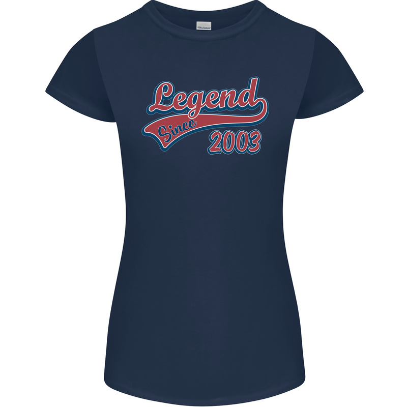 Legend Since 20th Birthday 2003 Womens Petite Cut T-Shirt Navy Blue