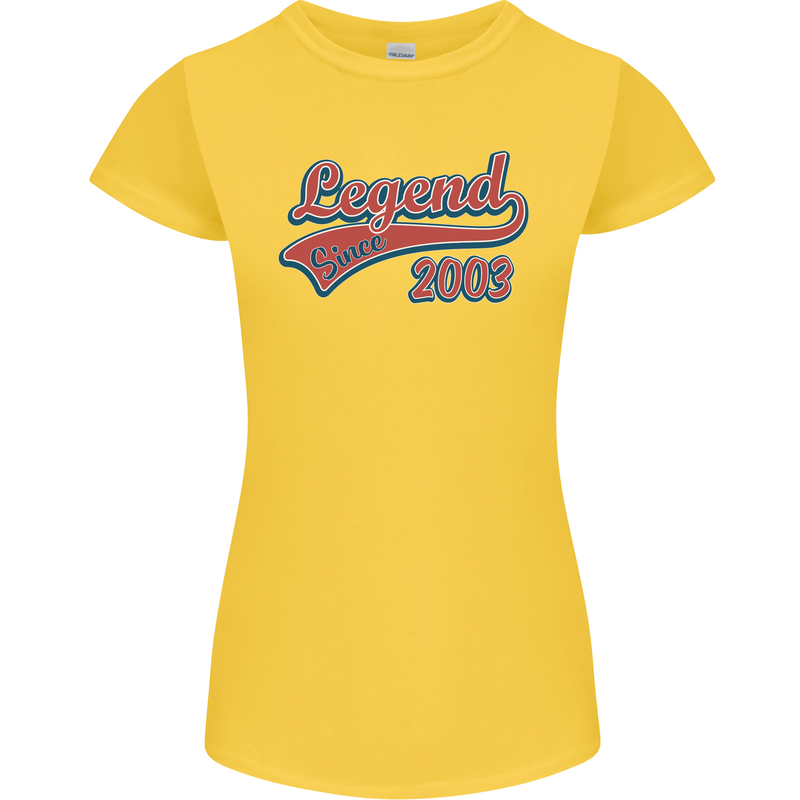 Legend Since 20th Birthday 2003 Womens Petite Cut T-Shirt Yellow