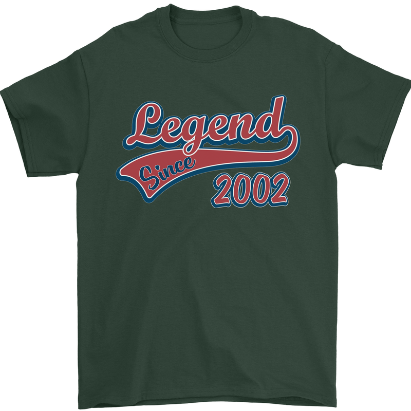 Legend Since 21st Birthday 2002 Mens T-Shirt 100% Cotton Forest Green