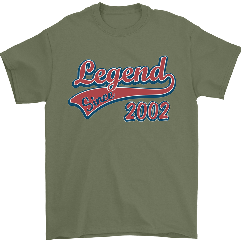 Legend Since 21st Birthday 2002 Mens T-Shirt 100% Cotton Military Green