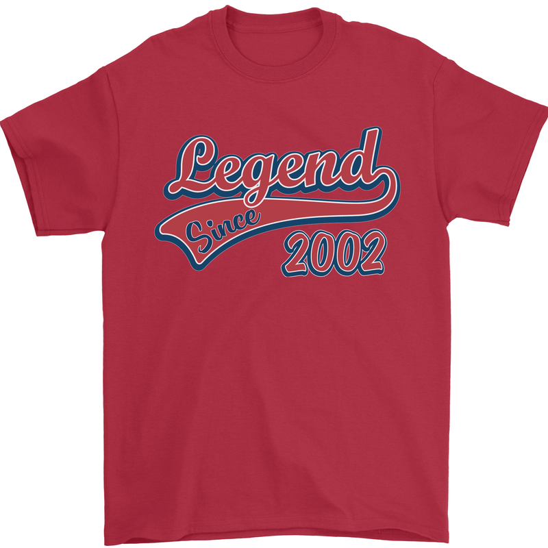 Legend Since 21st Birthday 2002 Mens T-Shirt 100% Cotton Red