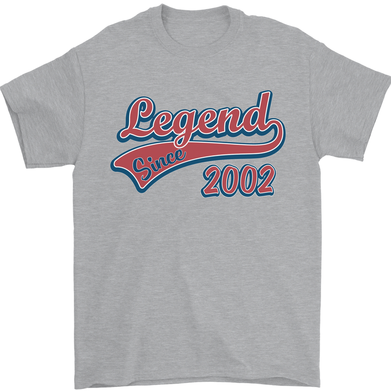 Legend Since 21st Birthday 2002 Mens T-Shirt 100% Cotton Sports Grey