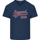 Legend Since 23rd Birthday 2000 Mens V-Neck Cotton T-Shirt Navy Blue