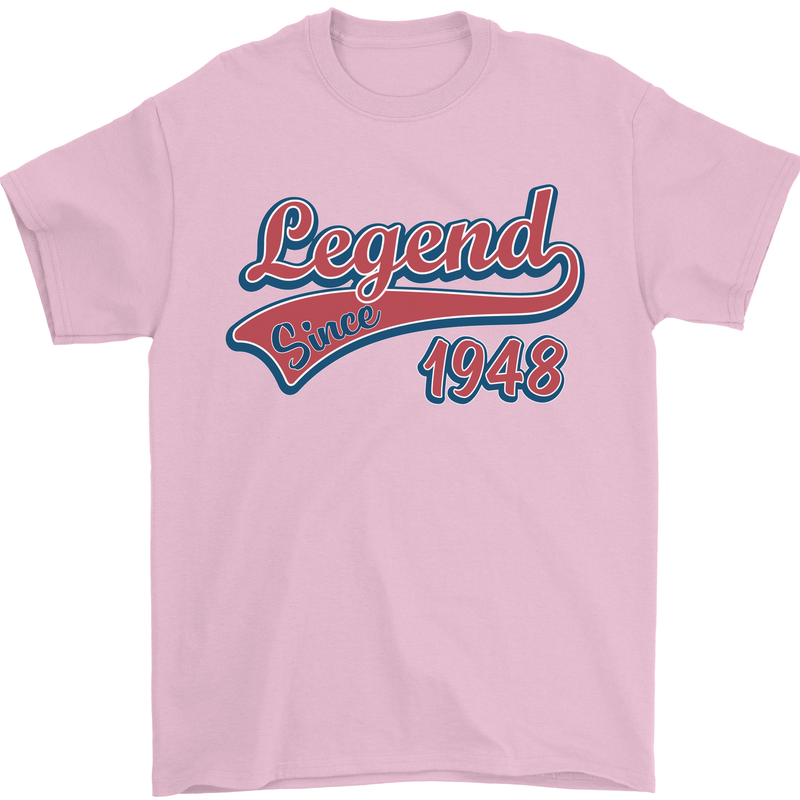 Legend Since 75th Birthday 1948 Mens T-Shirt 100% Cotton Light Pink